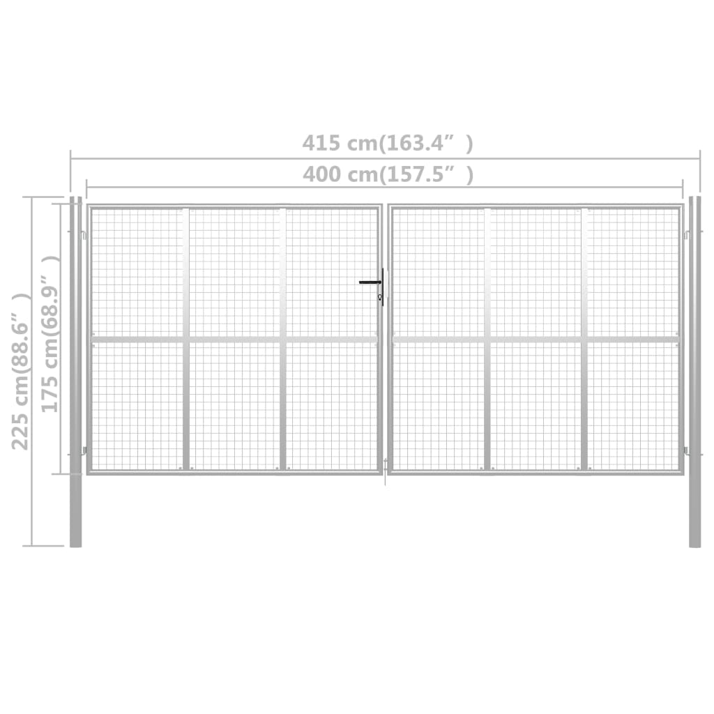 Poort 415x225 cm gegalvaniseerd staal zilverkleurig 415 x 225 cm Zilver