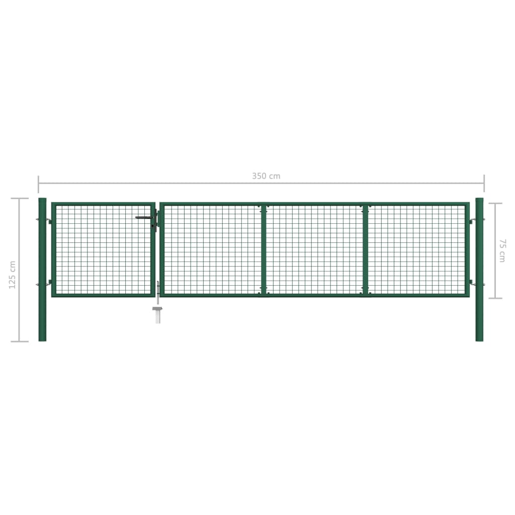 Poort Staal 350 x 75 cm Groen