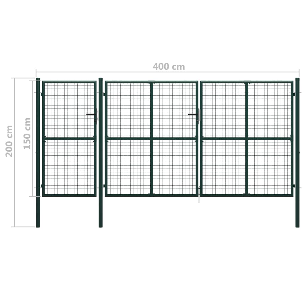 Poort 400x150 cm staal groen 400 x 150 cm Groen