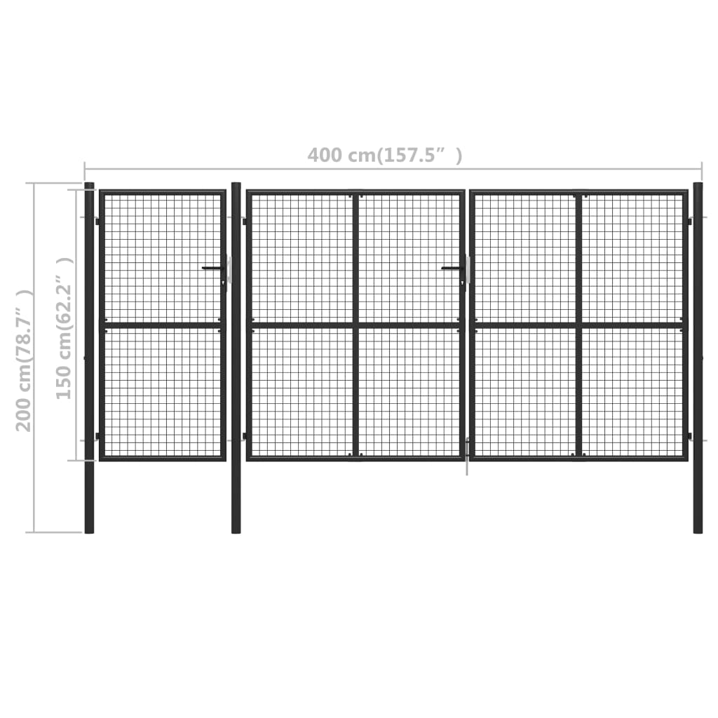 Poort 400x150 cm staal antraciet 400 x 150 cm Antraciet