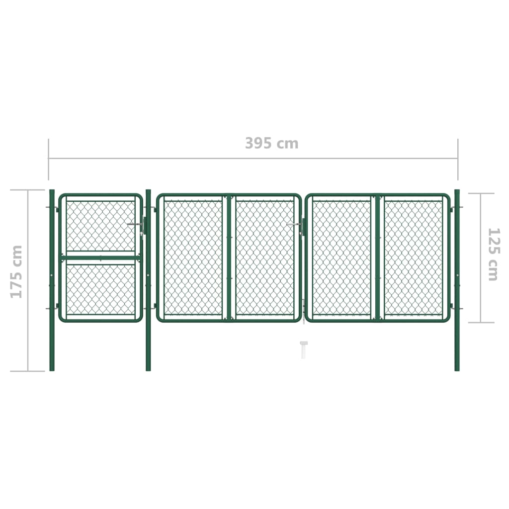 Tuinpoort staal 400x125 cm groen