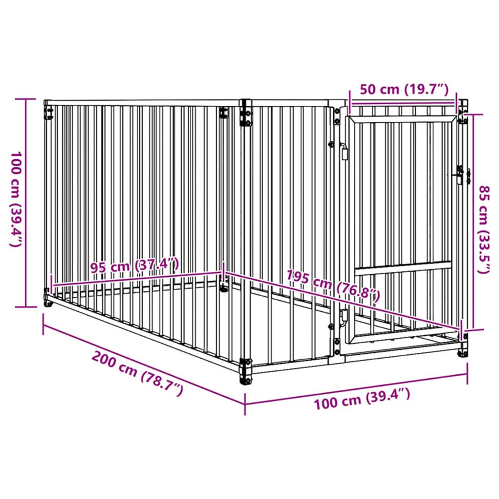Hondenkennel Voor Buiten 100 x 200 x 100 cm