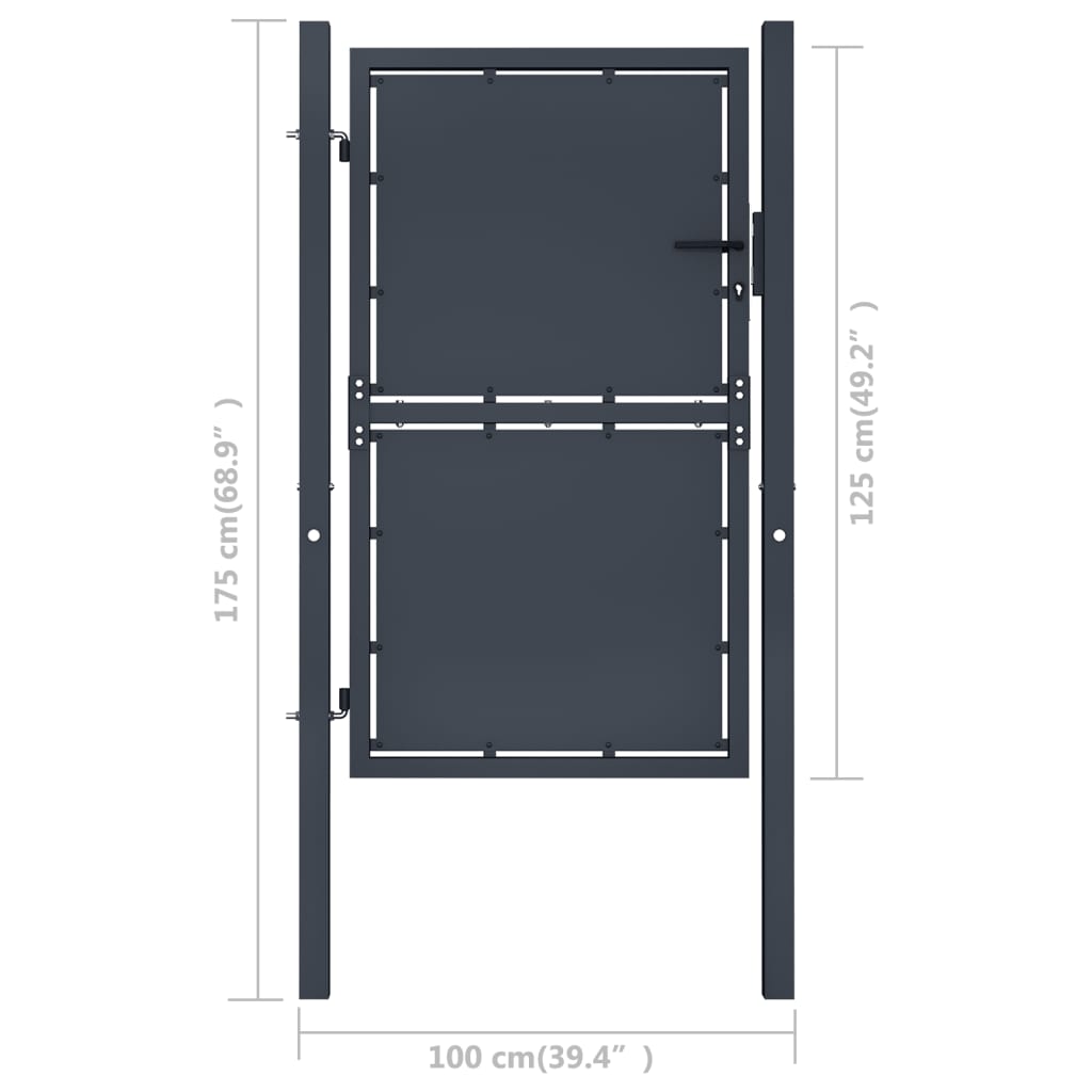 Poort 100x125 cm staal antraciet 100 x 125 cm
