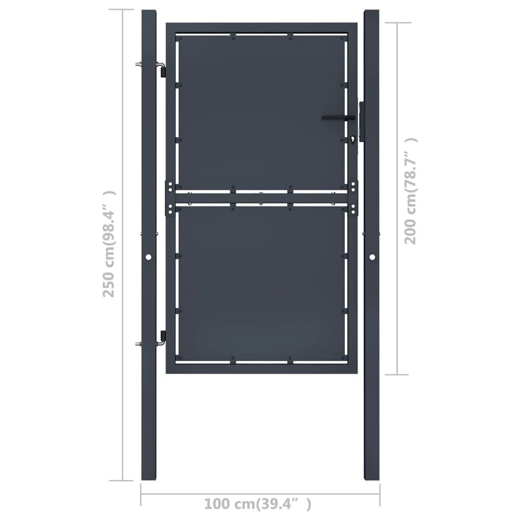 Poort 100x200 cm staal antraciet 100 x 200 cm