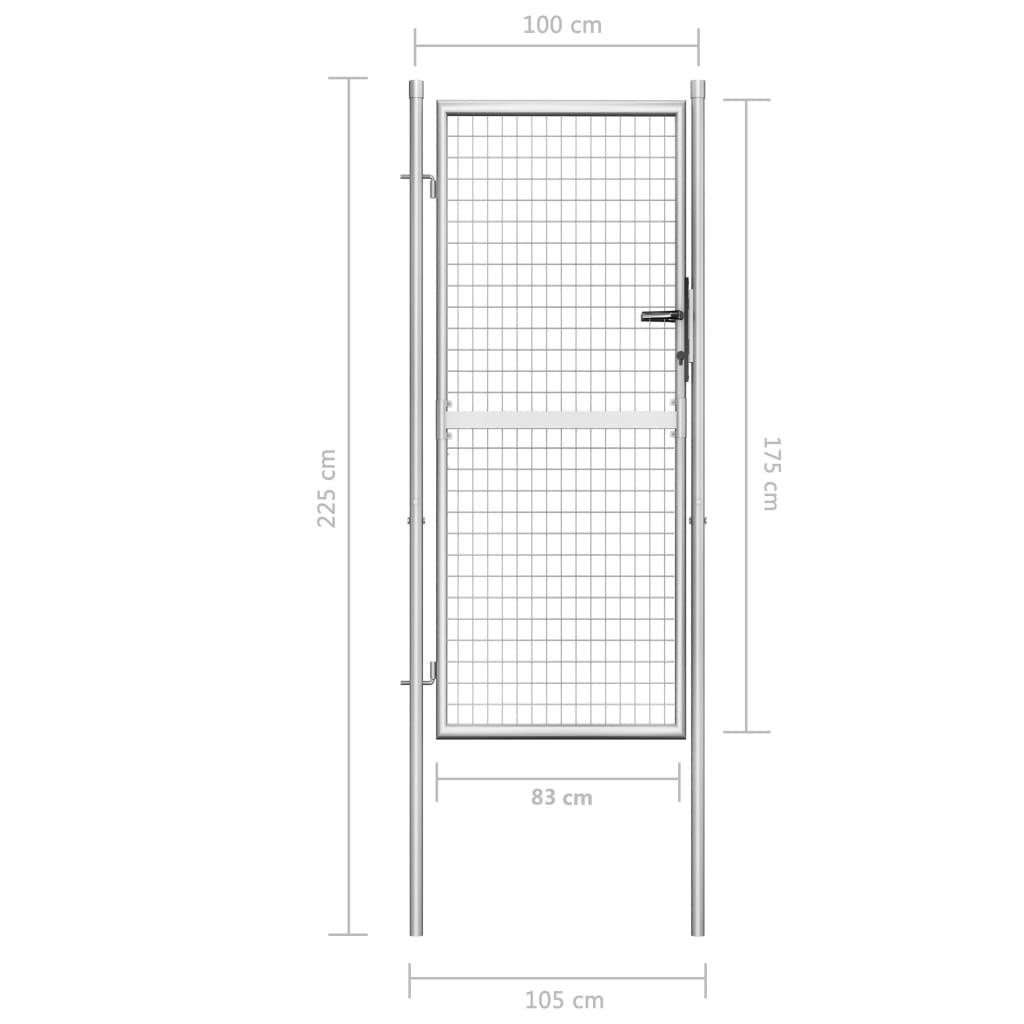 Tuinpoort Gegalvaniseerd Staal 105X175 Cm Zilver 105 x 225 cm