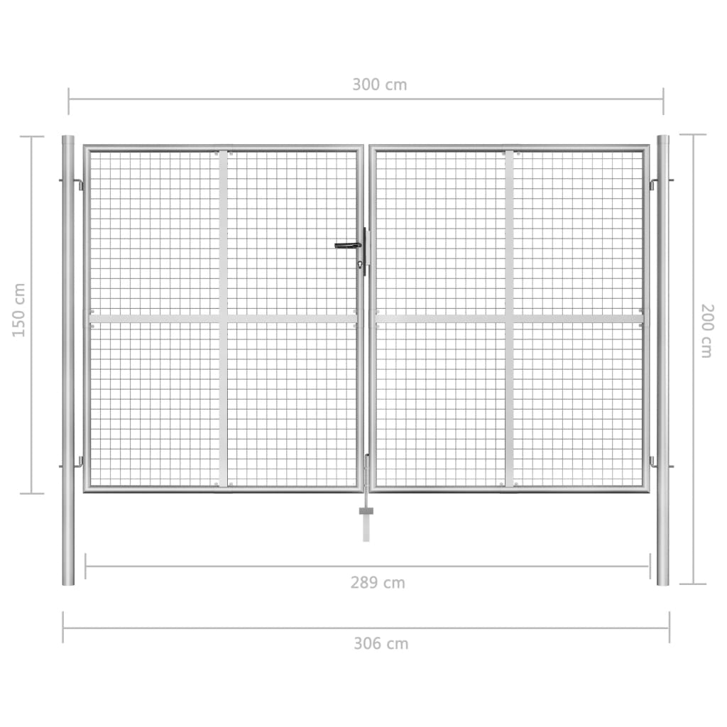 Poort 306X200 Cm Gegalvaniseerd Staal Zilverkleurig 300 x 150 cm