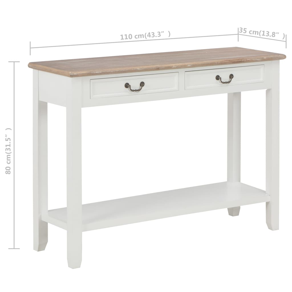 Wandtafel 0X35X80 Cm Hout Wit en bruin