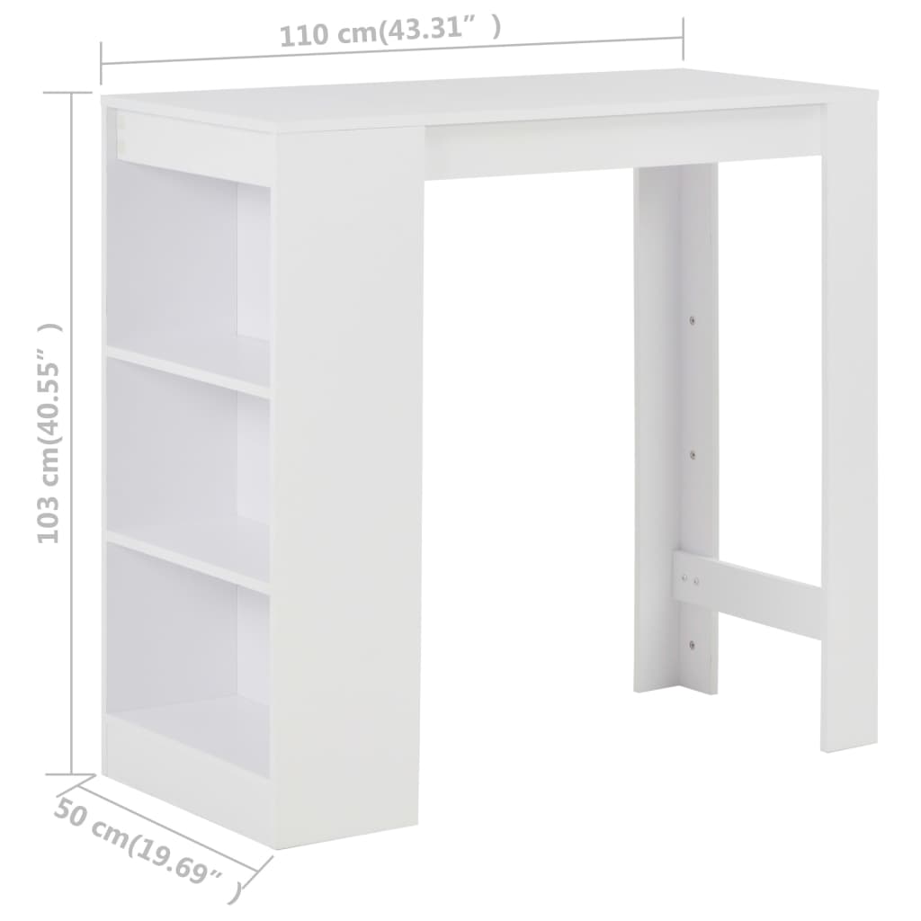 Bartafel Met Schap 0X50X03 Cm Wit