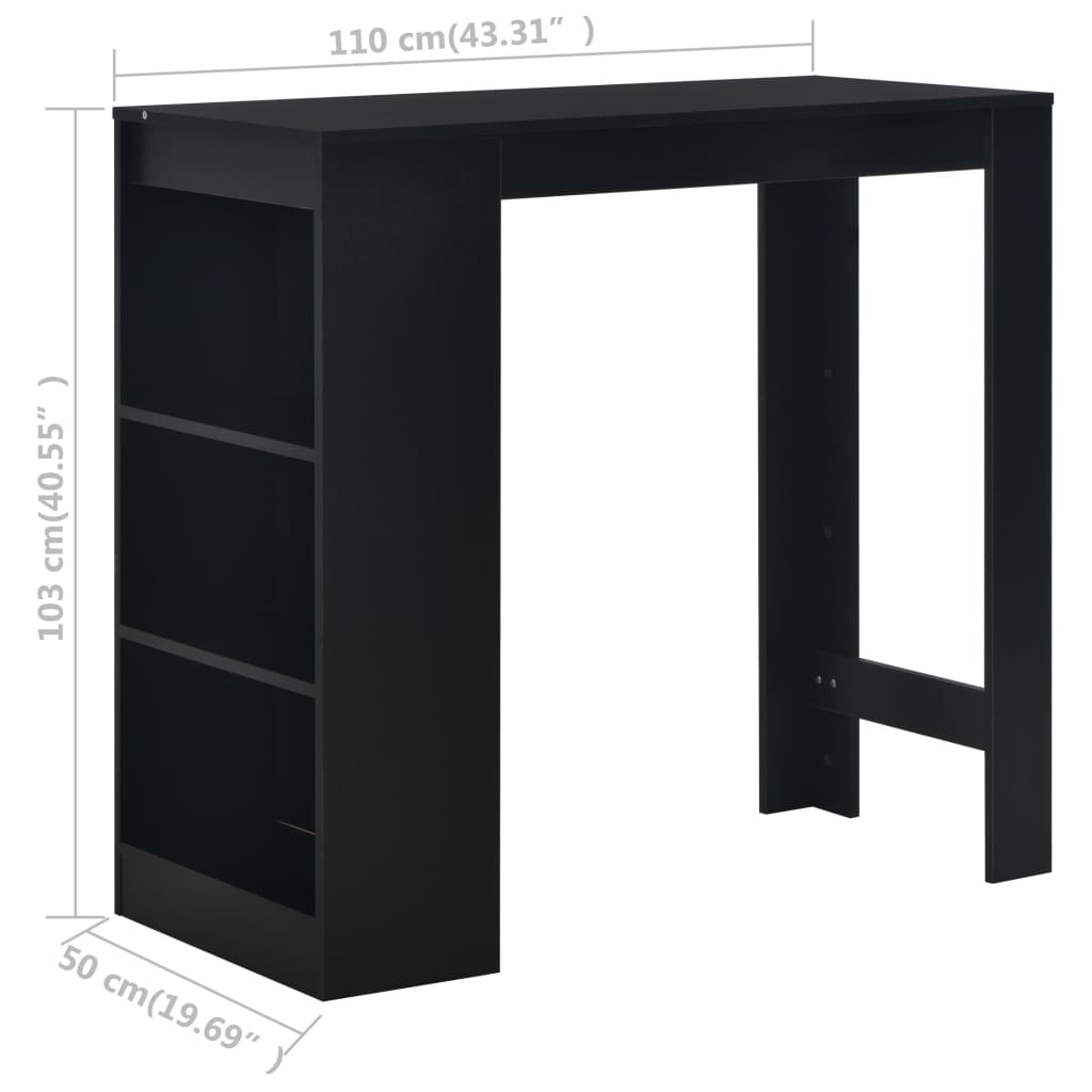 Bartafel Met Schap 0X50X03 Cm Zwart