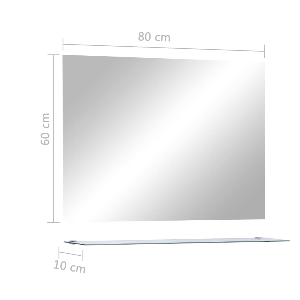 Wandspiegel Met Schap 80X60 Cm Gehard Glas 1 80 x 60 cm (1 schap)