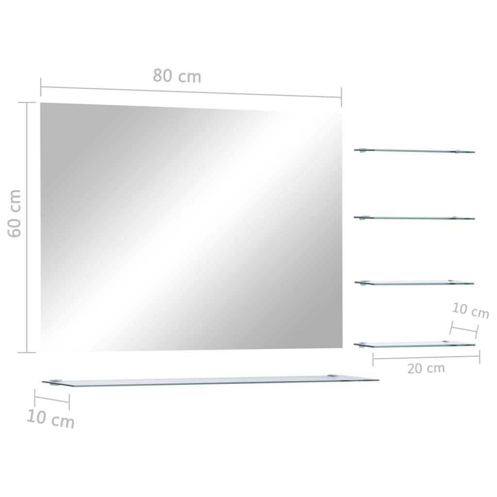 Wandspiegel Met 5 Schappen 80X60 Cm Zilverkleurig 1