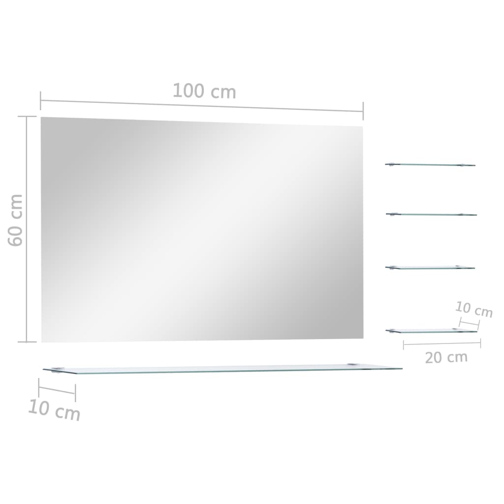 Wandspiegel Met 5 Schappen 100X60 Cm Zilverkleurig 100 x 60 cm (5 schappen)