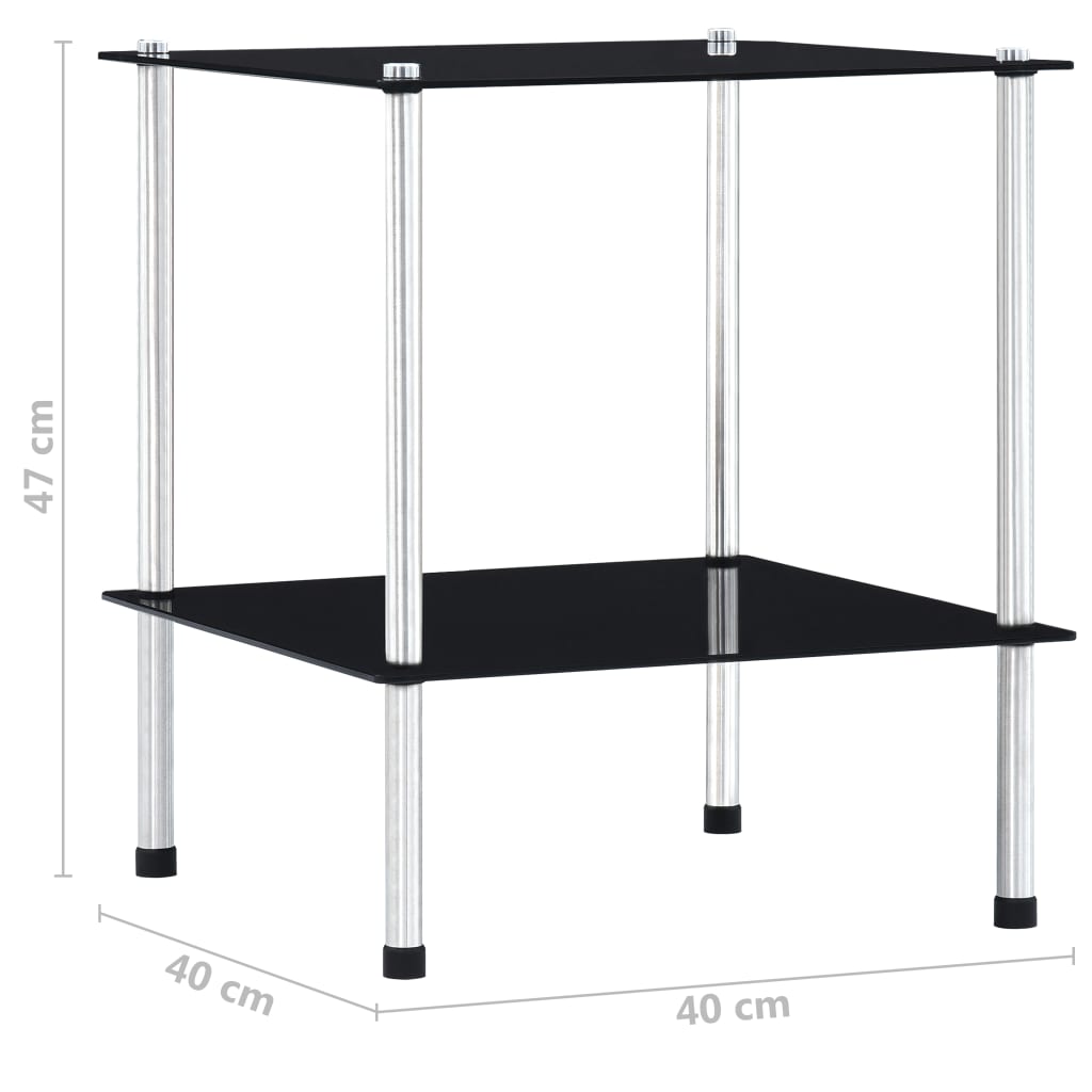 Kastje 2-Laags 40X40X Gehard Glas 47 cm Zwart