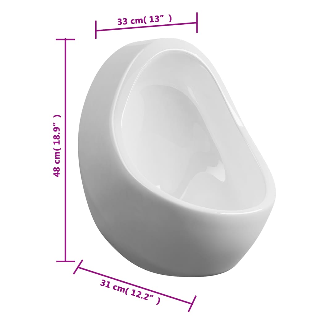 Wandurinoir met spoelklep keramiek wit Wit