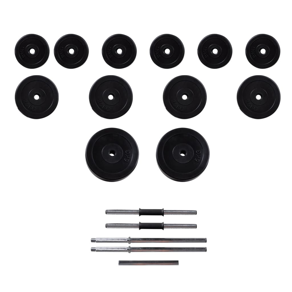 Barbell- En Dumbbellset 30,5 Kg 2 x 5 kg + 6 x 1.25 kg + 4 x 2.5 kg