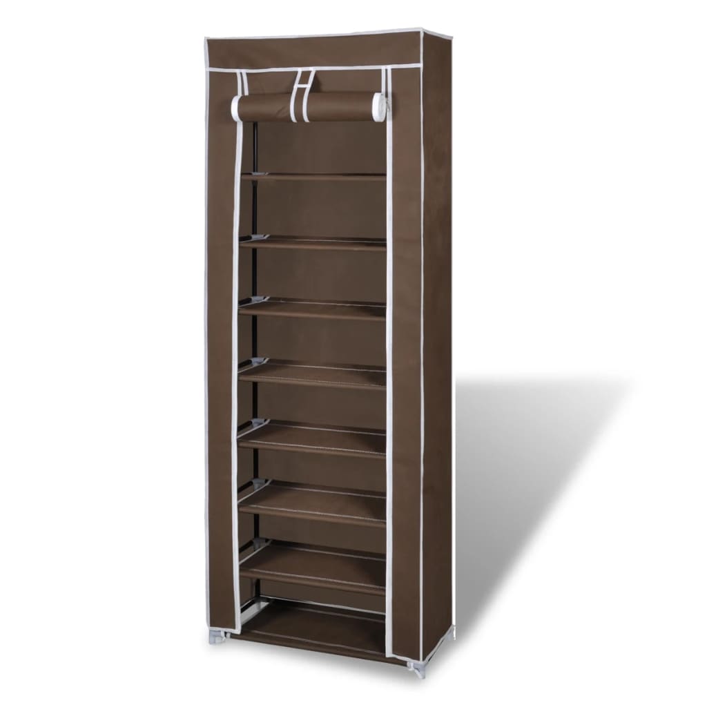 Schoenenkast Met Hoes 57X29X162 Stof Zwart