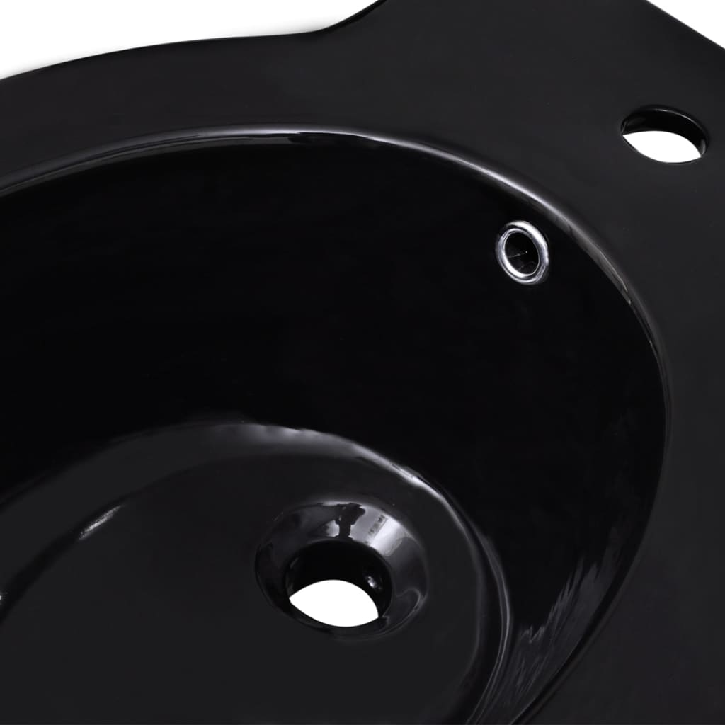 Ronde Staande Keramieken Bidet (Zwart)