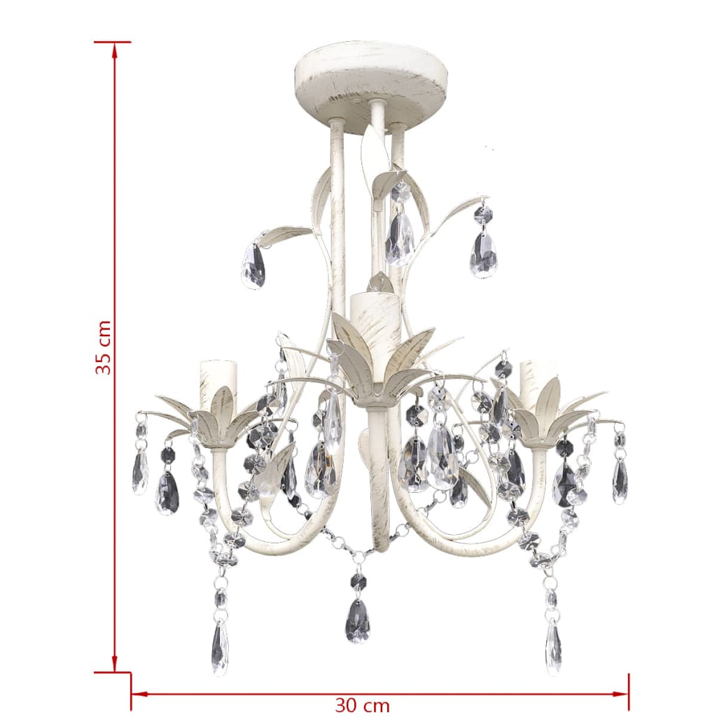Kristallen Kroonluchter Met Wit Elegant Design (3 Lampen) 1