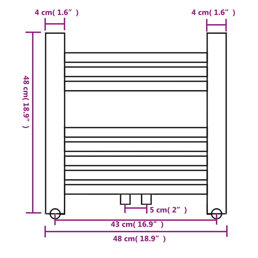 Radiator / Handdoekenrek Recht 480 x 480 mm