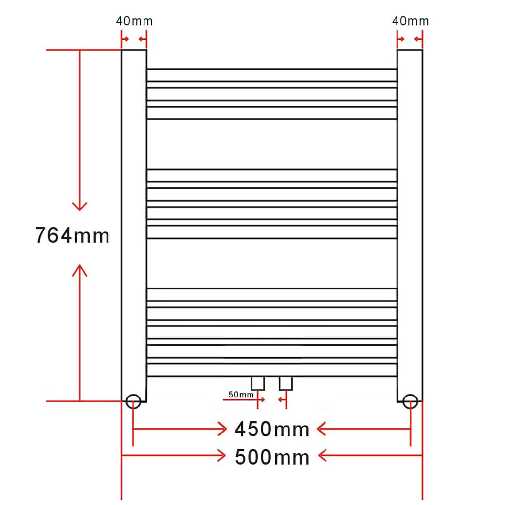 Radiator/handdoekenrek curve 500x764 mm 500 x 764 mm
