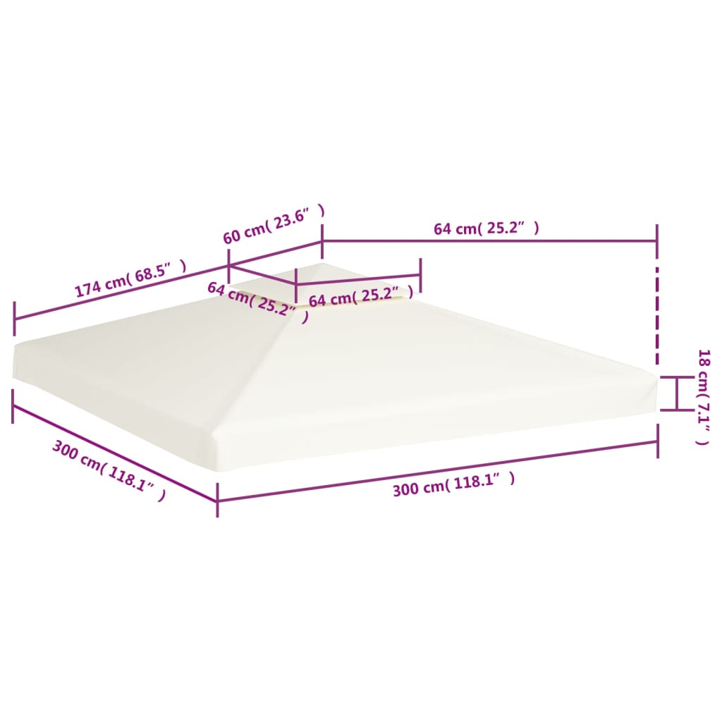 Vervangend Tentdoek Prieel 310 G/M² Wit 3 x 3 m Crème