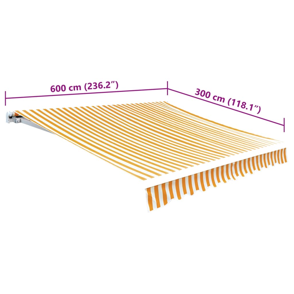 Vervangingsdoek voor luifel 600x300 cm polyester geel en wit