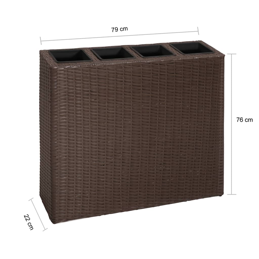 Plantenbak Verhoogd Met Potten Poly Rattan 4 Bruin