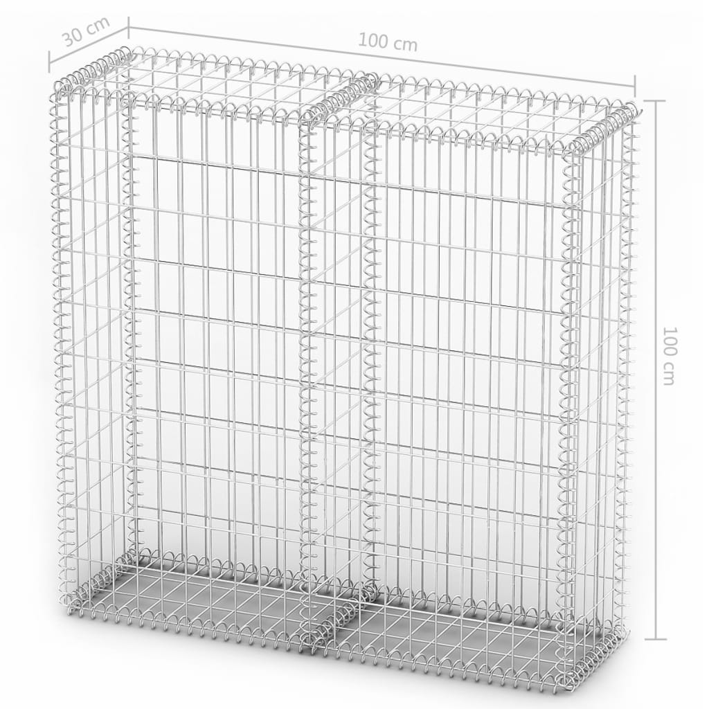 Schanskorf met deksels 100x100x30 cm gegalvaniseerd draad 100 x 100 x 30 cm