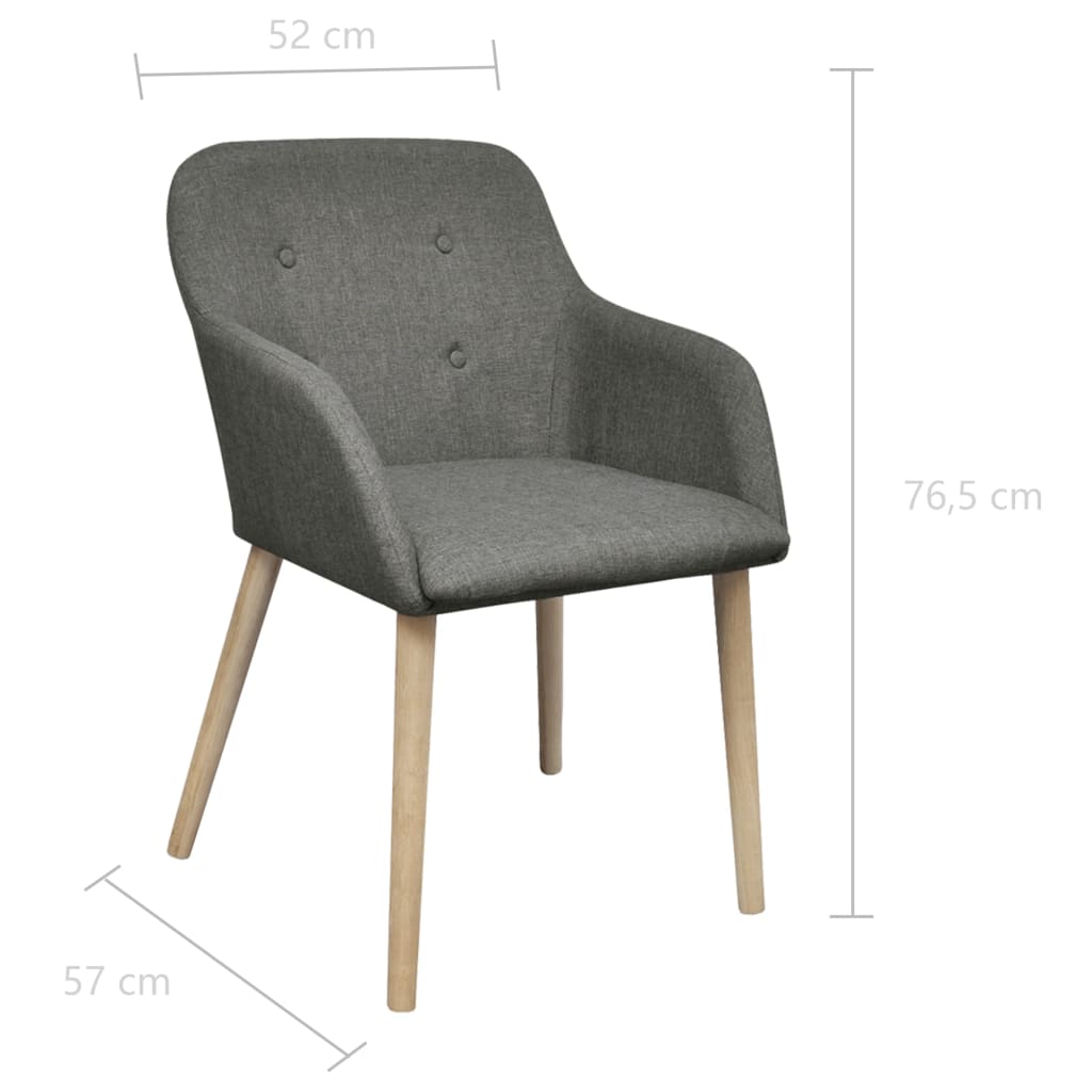 Eetkamerstoelen Stof En Massief Eikenhout 2 Lichtgrijs