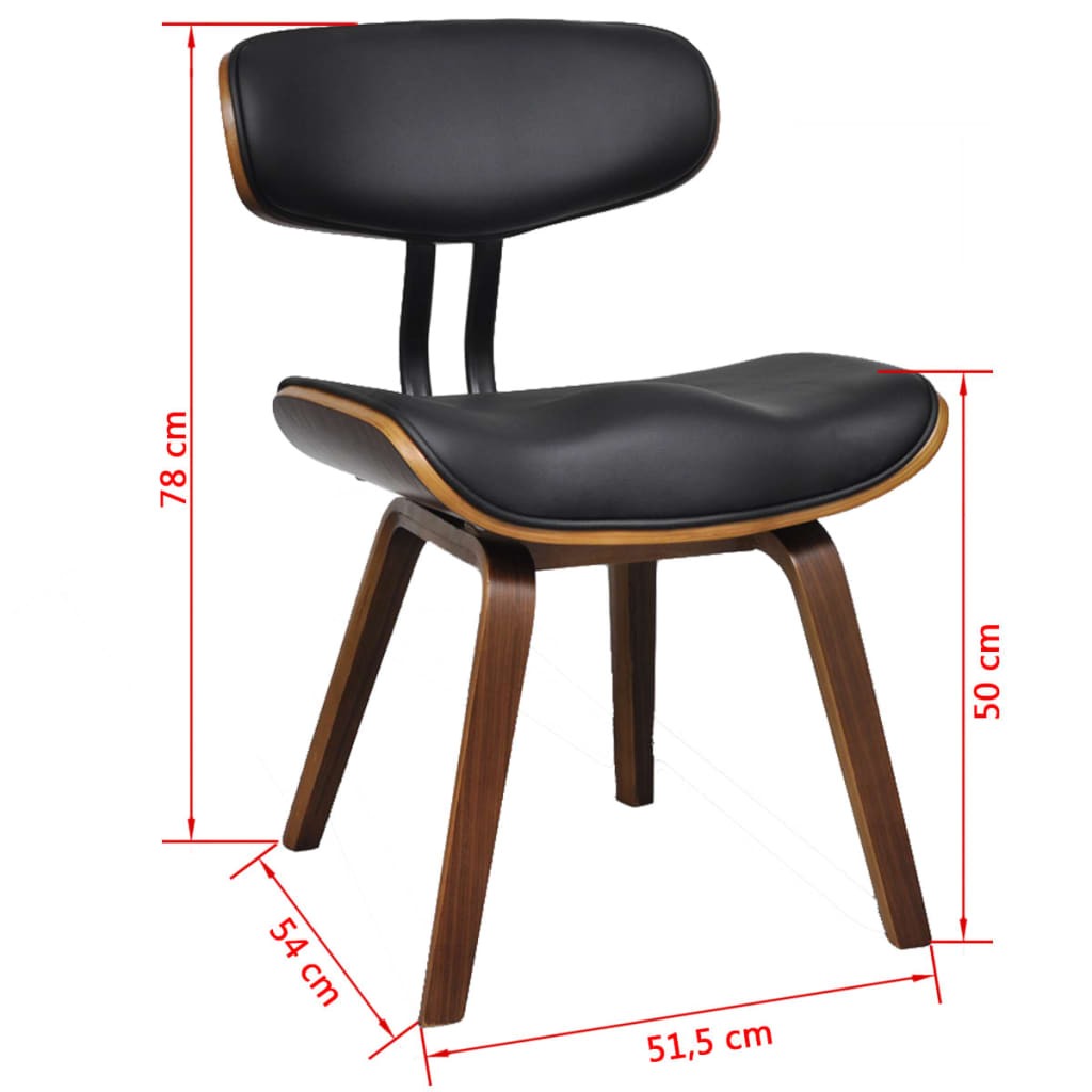 Eetkamerstoelen Gebogen Hout En Kunstleer 6 Zwart en donkerbruin