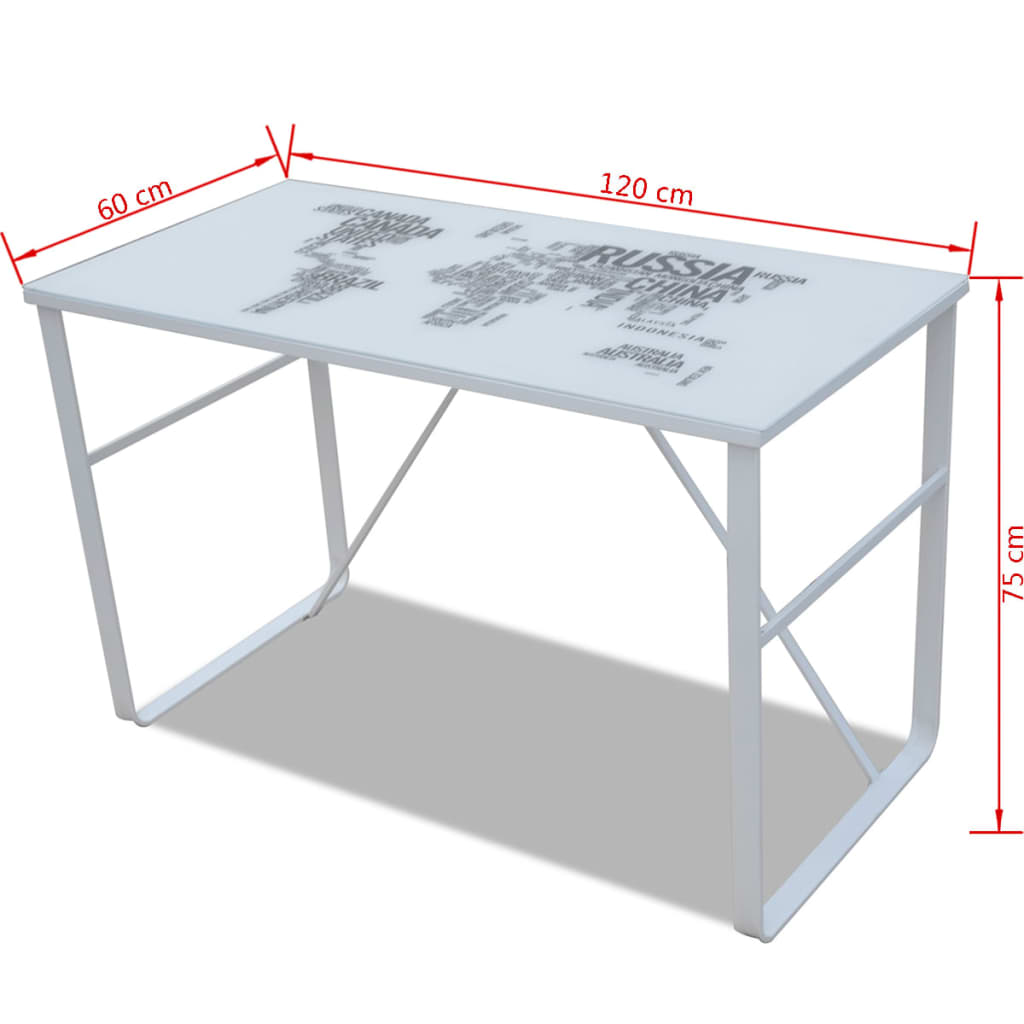 Bureau met wereldkaart opdruk (rechthoekig) Wit