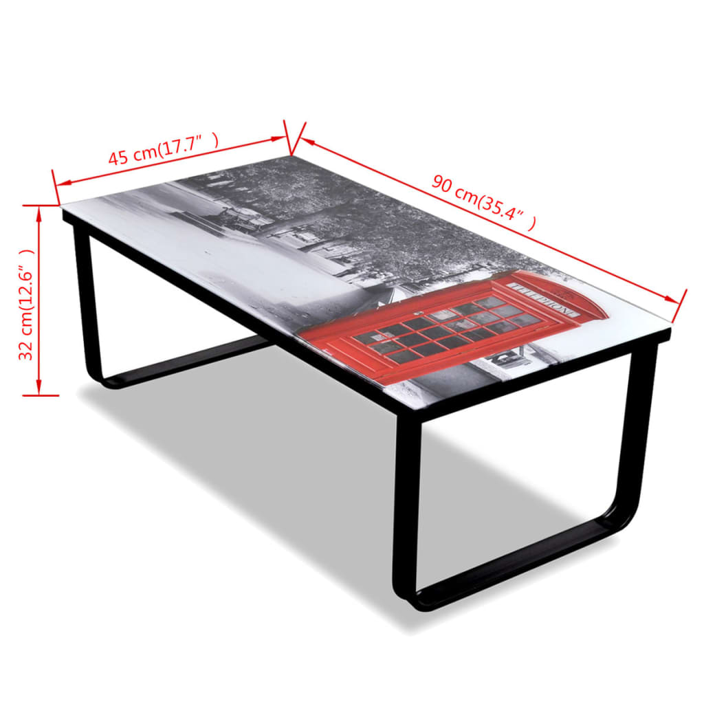 Salontafel Met -Print Glazen Tafelblad Telefooncel