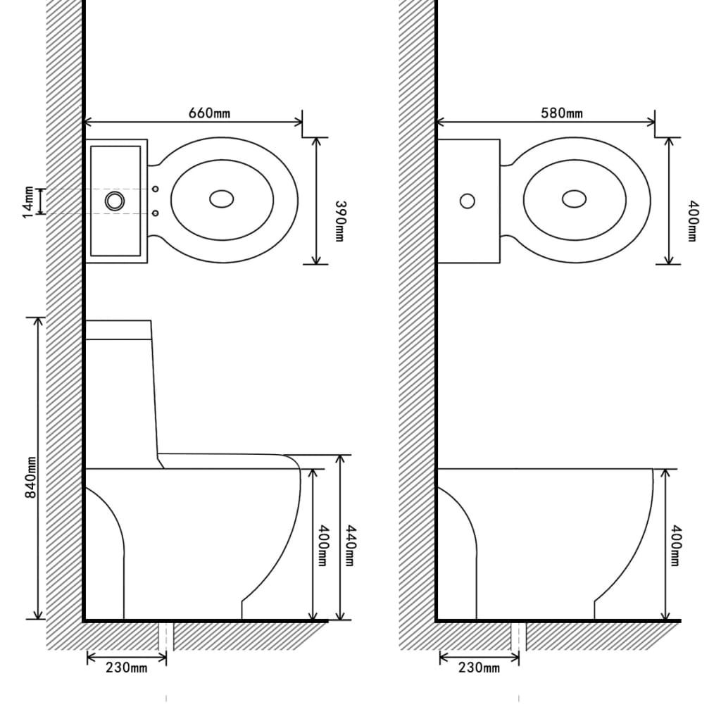 Toilet- En Bidetset Keramiek Zwart