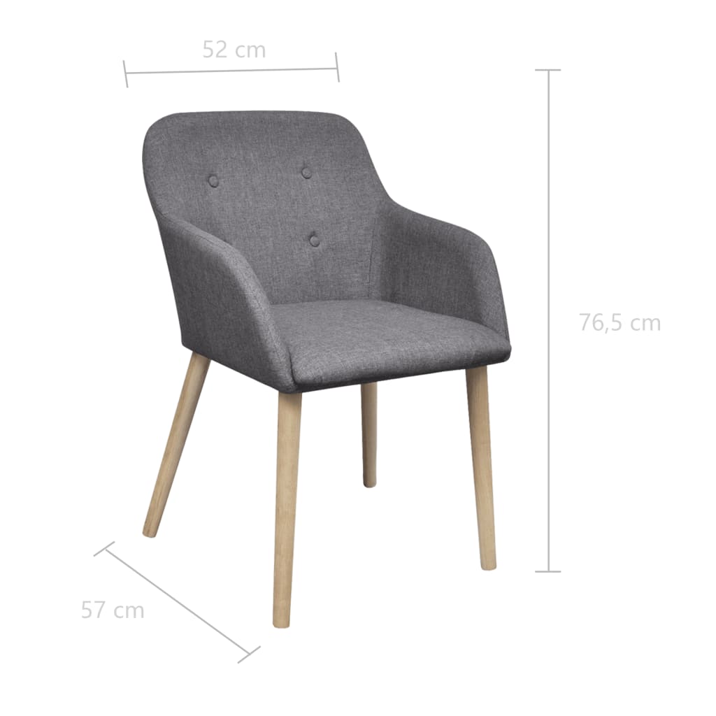 Eetkamerstoelen Stof En Massief Eikenhout Donkergrijs 4 Lichtgrijs