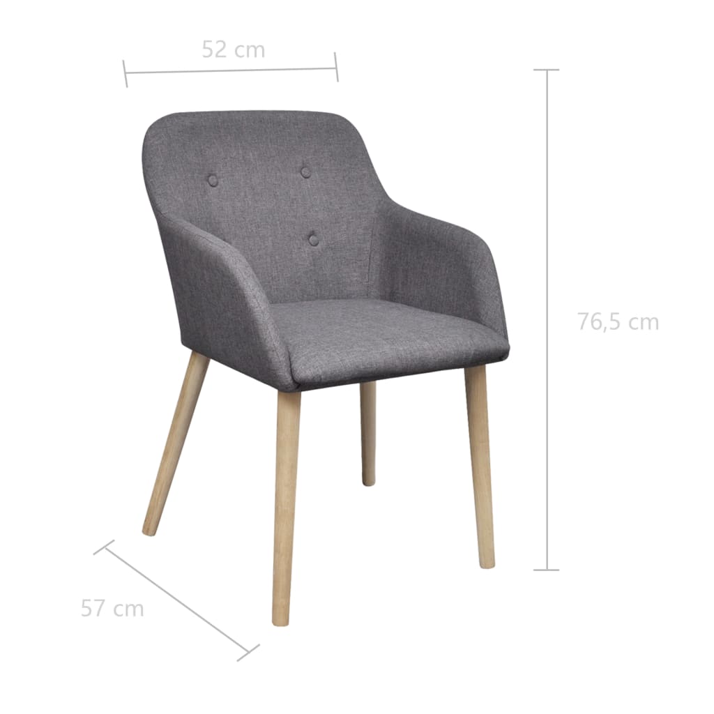 Eetkamerstoelen Stof En Massief Eikenhout 6 Lichtgrijs
