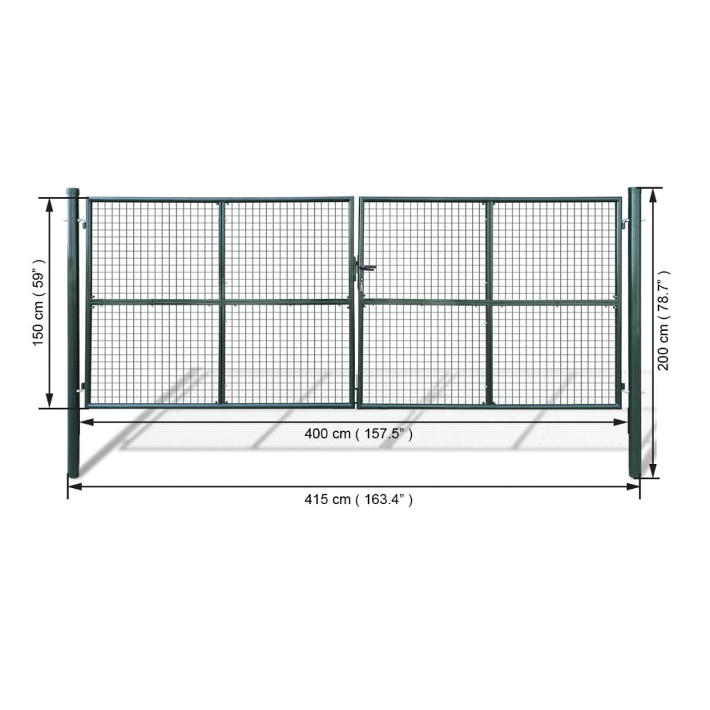 Tuinpoort Met Gaasmatvulling 415 X 200 Cm / 400 X 150 Cm Groen