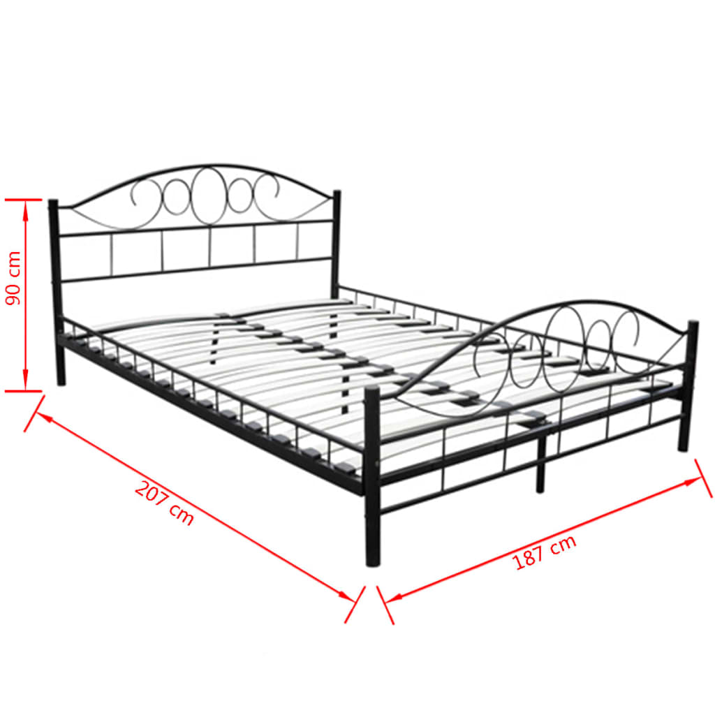 Bed met matras metaal zwart 180x200 cm