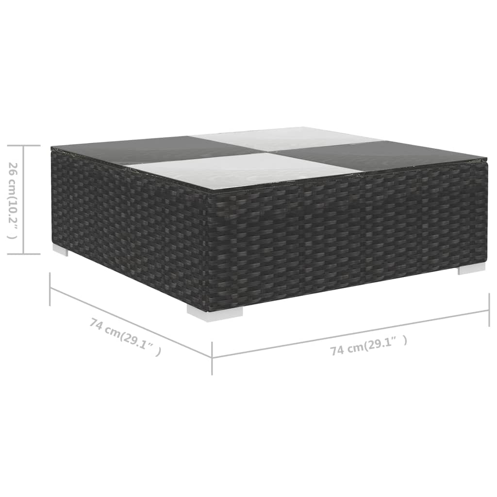 -Delige Loungeset Met Kussens Poly Rattan Zwart en wit