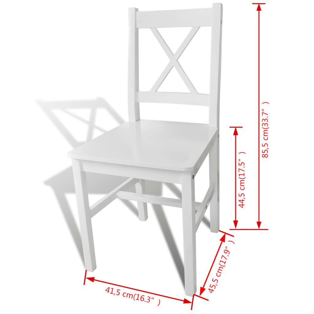 Eetkamerstoelen Grenenhout 2 Wit