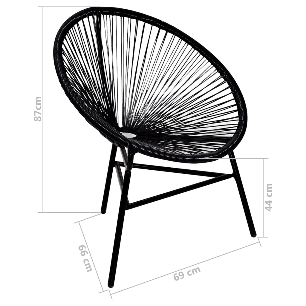 Tuinmaanstoel Poly Rattan Zwart