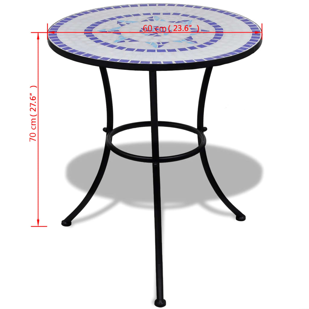 Bistrotafel 60 Cm Mozaïek En Wit Blauw Rond