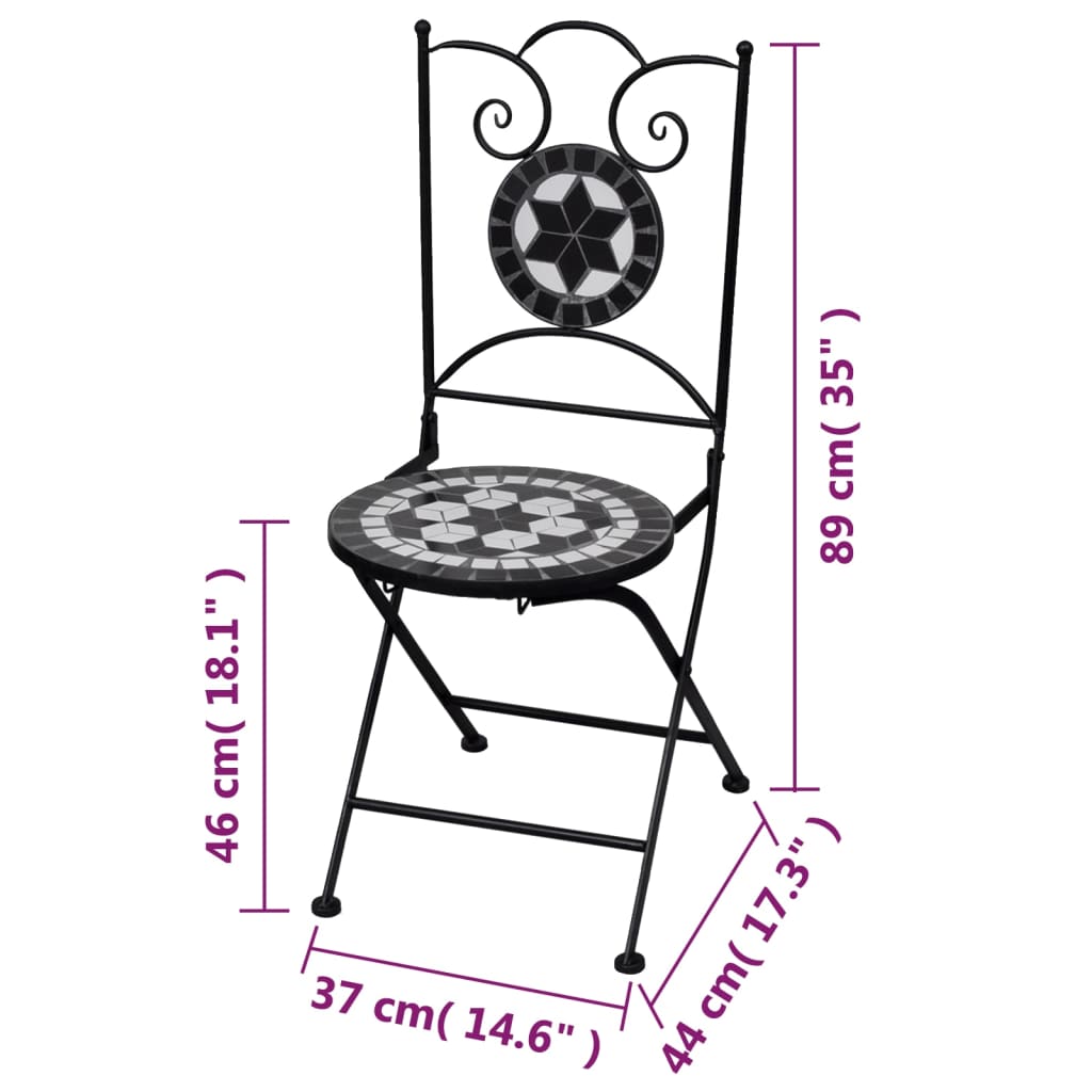 Bistrostoelen Inklapbaar Keramiek En Wit Zwart