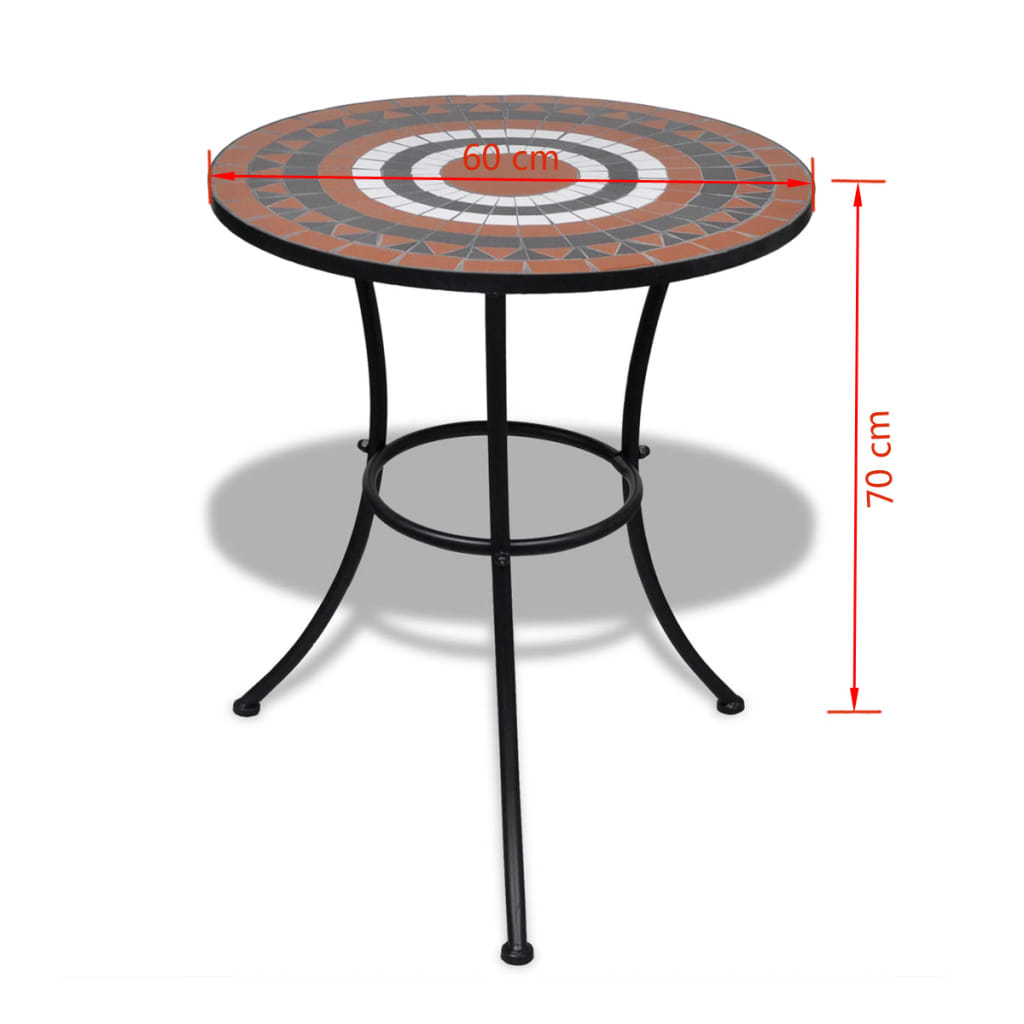 Bistrotafel 60 Cm Mozaïek Kleurig En Terracotta en wit Rond