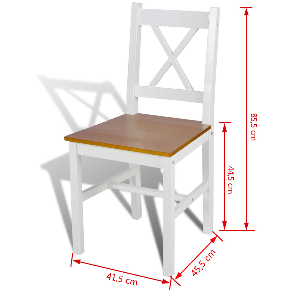 Eetkamerstoelen Grenenhout 6 wit en beige