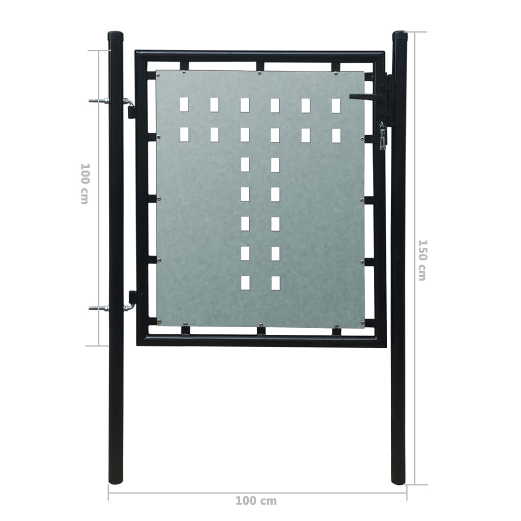 Poort enkel 100x150 cm zwart 100 x 150 cm