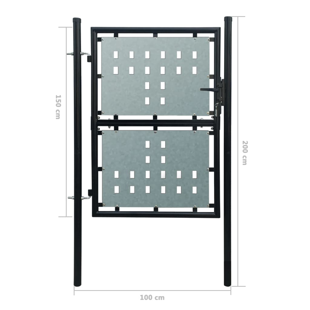Poort enkel 100x200 cm zwart 100 x 200 cm