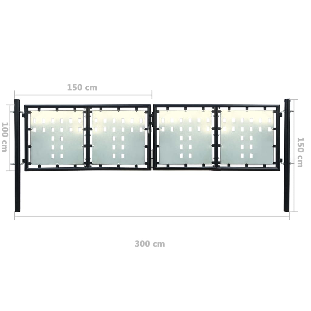 Poort enkel 300x150 cm zwart 300 x 150 cm