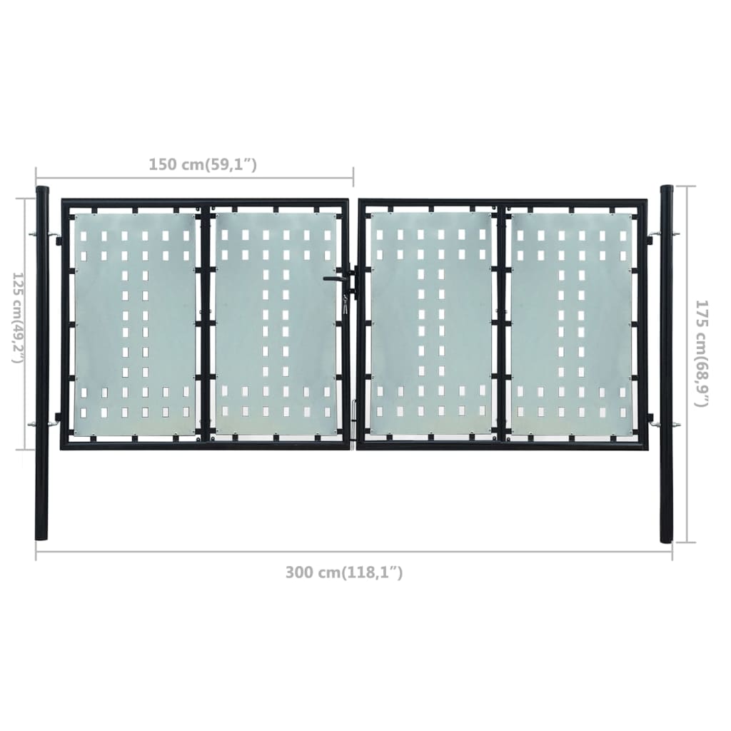 Poort enkel 300x175 cm zwart 300 x 175 cm