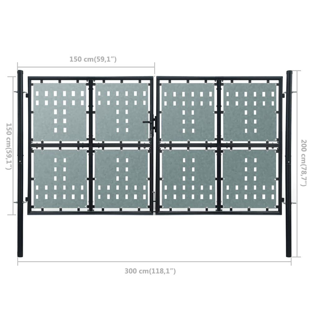 Poort enkel 300x200 cm zwart 300 x 200 cm