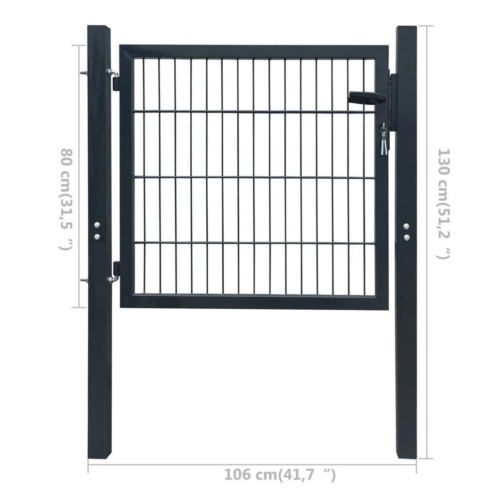Poort Dubbelstaafmat (Enkel) Antraciet 106 x 130 cm Grijs